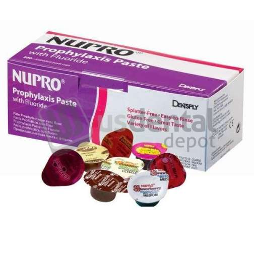 DENTSPLY - Nupro Coarse  Grit - ORANGE flavored Prophy Paste with Fluoride- box of 200 Unit -  Cups #801211