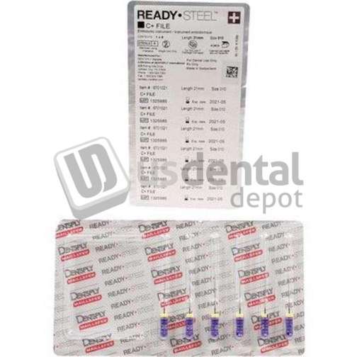 DENTSPLY - Maillefer #08- 21 mm Stainless Steel C+ File- Package of 6 Files - #670901