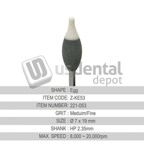 BESQUAL Z-KE53 Pre-Sintered Zirconia Dual  Grit  Fine/Medium Egg 7x19mm #221-053