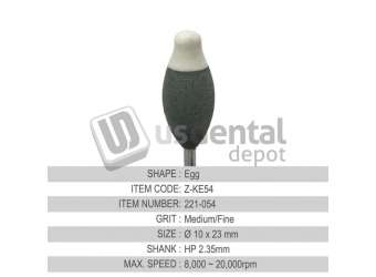 BESQUAL Z-KE54 Pre-Sintered Zirconia Dual  Grit  Fine/Medium Egg 10x23mm #221-054