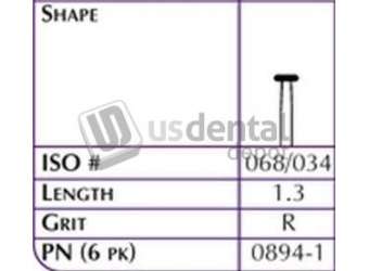 SHOFU FG Robot 0894-1 Round End Wheel Grit R Medium Length-1 .3-6pk # 0894-1