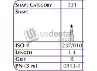 SHOFU FG Hybrid Reg - 0913-1 Diamond Grit R Medium Length-1 .4-6pk # 0913-1