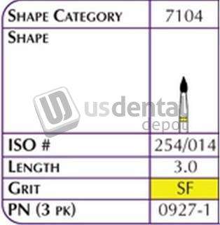 SHOFU FG Hybrid Reg - 0927-1 Diamond  Gr-it SF SUPER FINE Super Fine Length 3.0-3pk # 0927-1