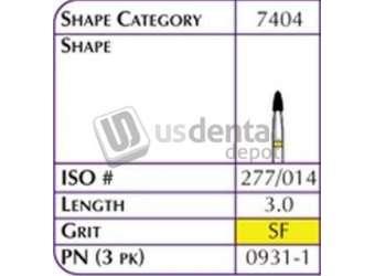 SHOFU FG Hybrid Reg - 0931 Diamond  Gr-it SF SUPER FINE Super Fine Length 3.0-6pk # 0931