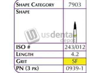 SHOFU FG Hybrid Reg - 0939 Diamond  Gr-it SF SUPER FINE Super Fine Length 4.2-6pk # 0939-1