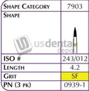 SHOFU FG Hybrid Reg - 0939 Diamond  Gr-it SF SUPER FINE Super Fine Length 4.2-6pk # 0939-1