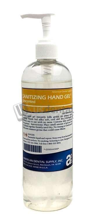 ADS Sanitizer Hand Gel unscented 16oz bottle  - # S441-51