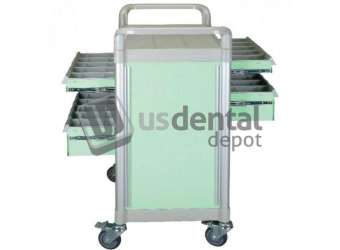 PLASDENT Procedure Cart Hunny GREEN - Tilt Bins - Benchtop Cabinets & Rimocart -  8 colors available (BLUE, YELLOW, Fresh GREEN, RED, WHITE, Sky BLUE, Blush PINK, Hunny Purple) Service carrier #PRO34-4