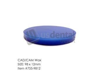 BESQUAL - BesQual CAD/CAM Milling Wax Disc 98mm ( 98.5 ) x 12 mm. Designed to use with various CAD/CAM systems #755-9812  #W:MILL12