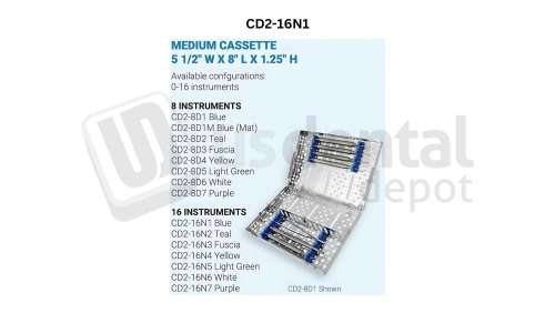 NORDENT - Cassette, Double Sided, Medium, 16-instruments, BLUE - Sterlization Cassettes - # CD2-16N1