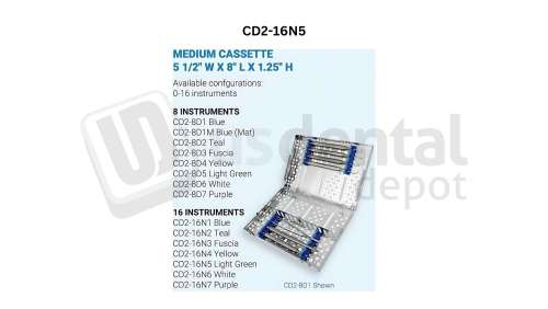 NORDENT - Cassette, Double Sided, Medium, 16-instruments, Lt. GREEN - Sterlization Cassettes - # CD2-16N5