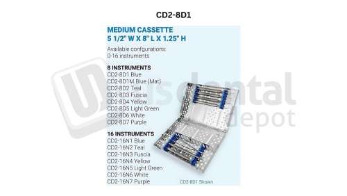 NORDENT - Cassette, Double Sided, Medium, 8-instruments with Divider, BLUE - Sterlization Cassettes - # CD2-8D1