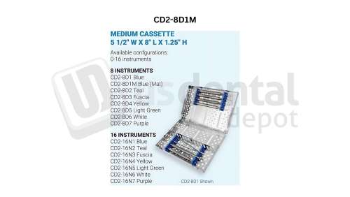 NORDENT - Cassette, Double Sided, Medium, 8-instruments with Divider and Mat, BLUE - Sterlization Cassettes - # CD2-8D1M