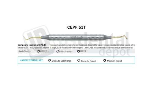 NORDENT - Composite Placement, DE, Titanium-Nitride Coated, Paddle/Acorn #53 - DuraLite® ColorRings - Restorative - # CEPFI53T