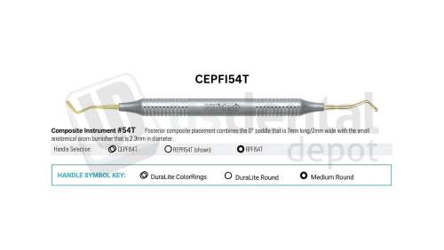 NORDENT - Composite Placement, DE, Titanium-Nitride Coated, Paddle/Acorn #54 - DuraLite® ColorRings - Restorative - # CEPFI54T