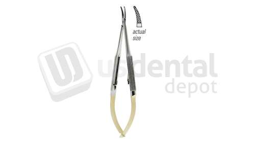 NORDENT - Needle Holder, Carbide, Castroviejo Curved Beaks (5 1/2" / 140mm) - Euro Handle - Surgical - # NH4389