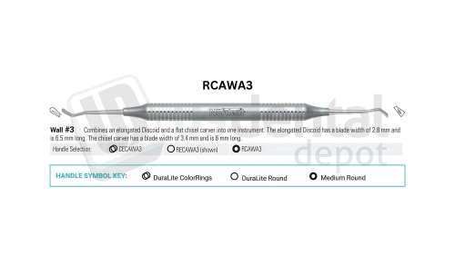 NORDENT - Carver, DE, Walls #3, Medium Round Handle - Medium Round - Restorative - # RCAWA3