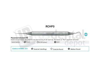 NORDENT - Calcium Hydroxide Placement, DE, #3 Short/Long (PICH), Medium Round Handle - Medium Round - Restorative - # RCHP3