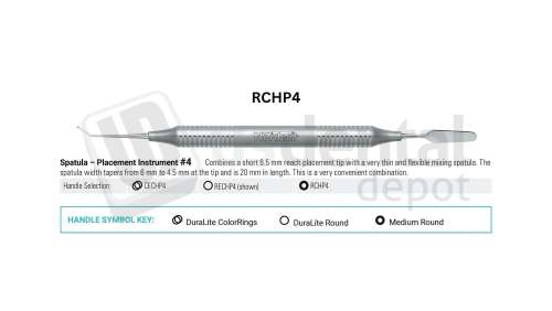 NORDENT - Calcium Hydroxide Placement, DE, #4 Short/Spatula, Medium Round Handle - Medium Round - Restorative - # RCHP4