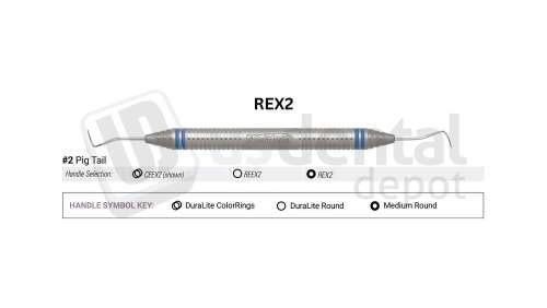 NORDENT - Explorer, DE, #2 (Pig Tail), Medium Round Handle - Medium Round - Diagnostic - # REX2