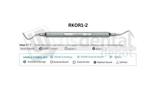 NORDENT - Periodontal Knife, DE, Orban #1-2, Medium Round Handle - Medium Round - Surgical - # RKOR1-2