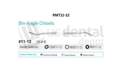 NORDENT - Bin Angle Chisel, DE, #11-12 (15-8-8), Medium Round Handle - Medium Round - Restorative - # RMT11-12