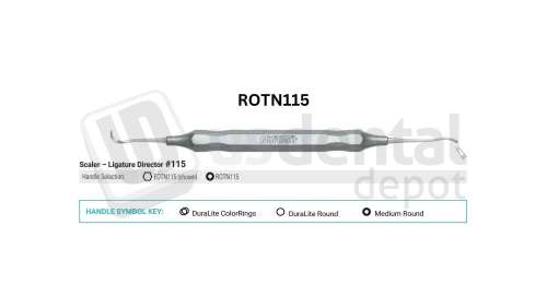 NORDENT - Orthodontic, DE, Scaler-Ligature Director #115, Medium Round Handle - Medium Round - Restorative - # ROTN115