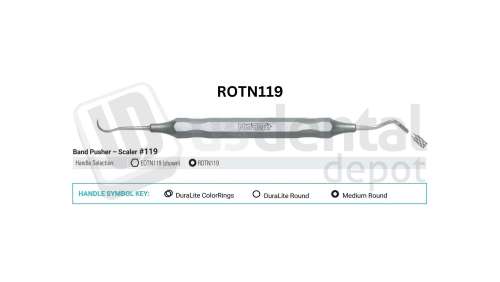 NORDENT - Orthodontic, DE, Scaler-Band Seater #119, Medium Round Handle - Medium Round - Restorative - # ROTN119