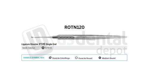 NORDENT - Orthodontic, SE, Ligature Director #N120 (Curved), Medium Round Handle - Medium Round - Restorative - # ROTN120