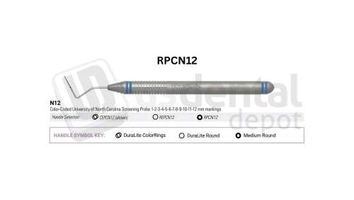 NORDENT - Probe, SE, UNC #12 (1-12mm), Medium Round Handle - Medium Round - Diagnostic - # RPCN12