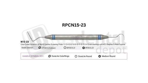 NORDENT - Expro, DE, Probe UNC #N15 (1-15mm) - Explorer #23, Medium Round Handle - Medium Round - Diagnostic - # RPCN15-23