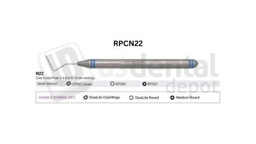 NORDENT - Probe, SE, #N22 12mm (2-4-6-8-10-12mm), Medium Round Handle - Medium Round - Diagnostic - # RPCN22