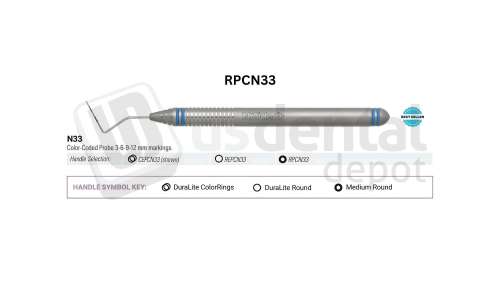 NORDENT - Probe, SE, #N33 12mm (3-6-9-12mm), Medium Round Handle - Medium Round - Diagnostic - # RPCN33