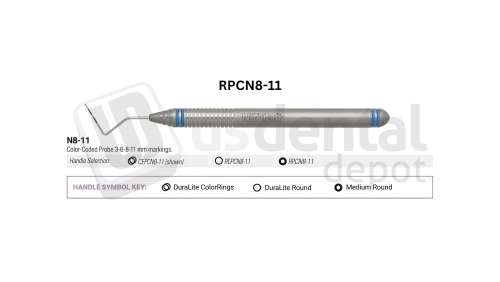 NORDENT - Probe, SE, #N8-11 (3-6-8-11mm), Medium Round Handle - Medium Round - Diagnostic - # RPCN8-11