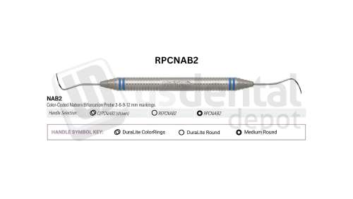 NORDENT - Probe, DE, Nabors Bifurcation (3-6-9-12mm), Medium Round Handle - Medium Round - Diagnostic - # RPCNAB2