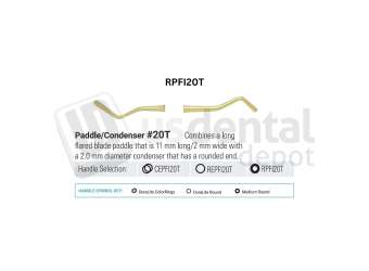 NORDENT - Composite Placement, DE, Titanium-Nitride Coated, Paddle/Condenser #20 (2.0mm), Medium Round Handle - Medium Round - Restorative - # RPFI20T