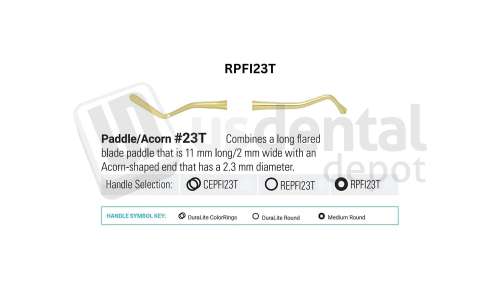 NORDENT - Composite Placement, DE, Titanium-Nitride Coated, Paddle/Acorn #23, Medium Round Handle - Medium Round - Restorative - # RPFI23T