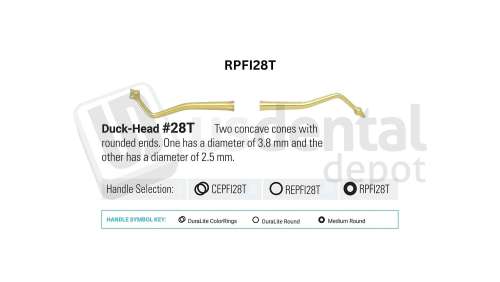 NORDENT - Composite Placement, DE, Titanium-Nitride Coated, Duck-Head #28, Medium Round Handle - Medium Round - Restorative - # RPFI28T