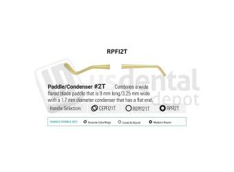 NORDENT - Composite Placement, DE, Titanium-Nitride Coated, Paddle/Condenser #2 (1.7mm), Medium Round Handle - Medium Round - Restorative - # RPFI2T