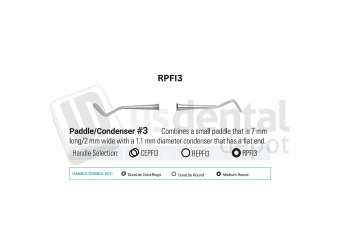 NORDENT - Composite Placement, DE, Paddle/Condenser #3 (1.1mm), Medium Round Handle - Medium Round - Restorative - # RPFI3