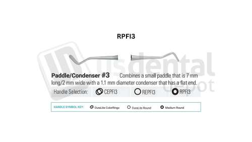 NORDENT - Composite Placement, DE, Paddle/Condenser #3 (1.1mm), Medium Round Handle - Medium Round - Restorative - # RPFI3