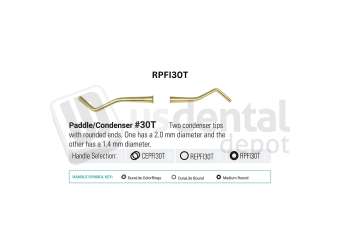 NORDENT - Composite Placement, DE, Titanium-Nitride Coated, Condenser #30, Medium Round Handle - Medium Round - Restorative - # RPFI30T