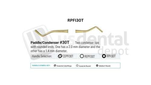 NORDENT - Composite Placement, DE, Titanium-Nitride Coated, Condenser #30, Medium Round Handle - Medium Round - Restorative - # RPFI30T