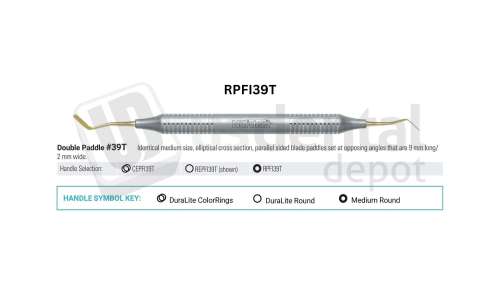 NORDENT - Composite Placement, DE, Titanium-Nitride Coated, Double Paddle #39, Medium Round Handle - Medium Round - Restorative - # RPFI39T