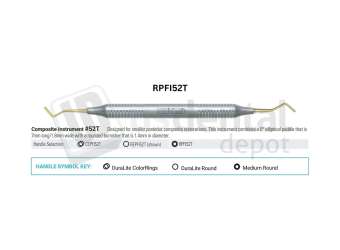 NORDENT - Composite Placement, DE, Titanium-Nitride Coated, Paddle/Condenser #52 (1.4mm), Medium Round Handle - Medium Round - Restorative - # RPFI52T