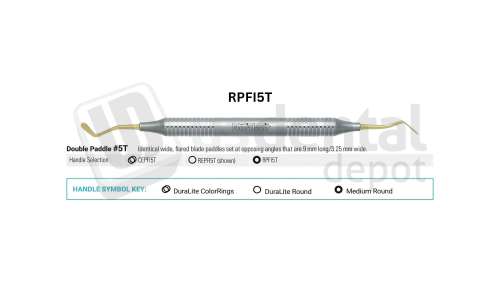 NORDENT - Composite Placement, DE, Titanium-Nitride Coated, Double Paddle #5, Medium Round Handle - Medium Round - Restorative - # RPFI5T