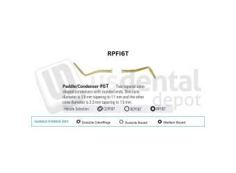 NORDENT - Composite Placement, DE, Titanium-Nitride Coated, Double Taper Cone Condenser #6, Medium Round Handle - Medium Round - Restorative - # RPFI6T