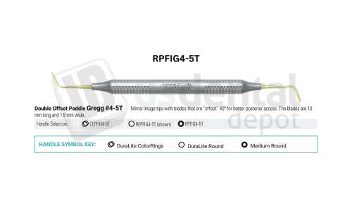 NORDENT - Composite Placement, DE, Titanium-Nitride Coated, Double Offset Paddle Greg #4-5, Medium Round Handle - Medium Round - Restorative - # RPFIG4-5T