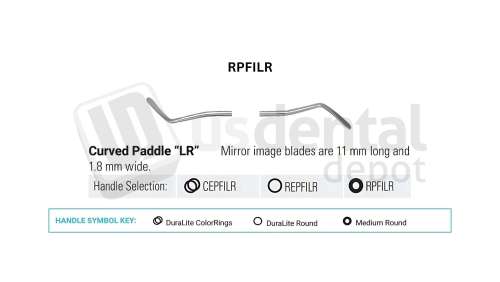 NORDENT - Composite Placement, DE, Double Paddle #LR Curved, Medium Round Handle - Medium Round - Restorative - # RPFILR