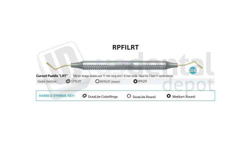 NORDENT - Composite Placement, DE, Titanium-Nitride Coated, Double Paddle #LR Curved, Medium Round Handle - Medium Round - Restorative - # RPFILRT